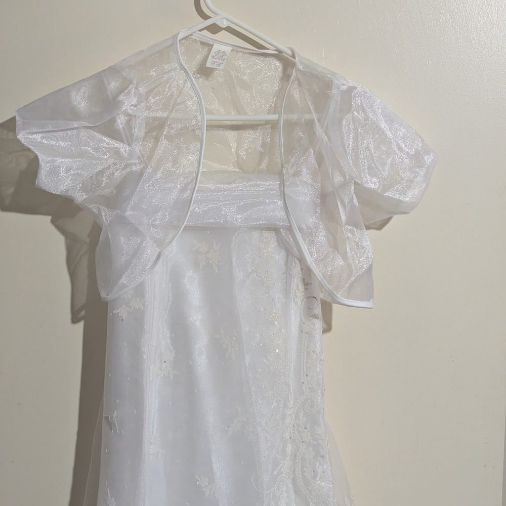 Elegant White Dress with Sheer Bolero